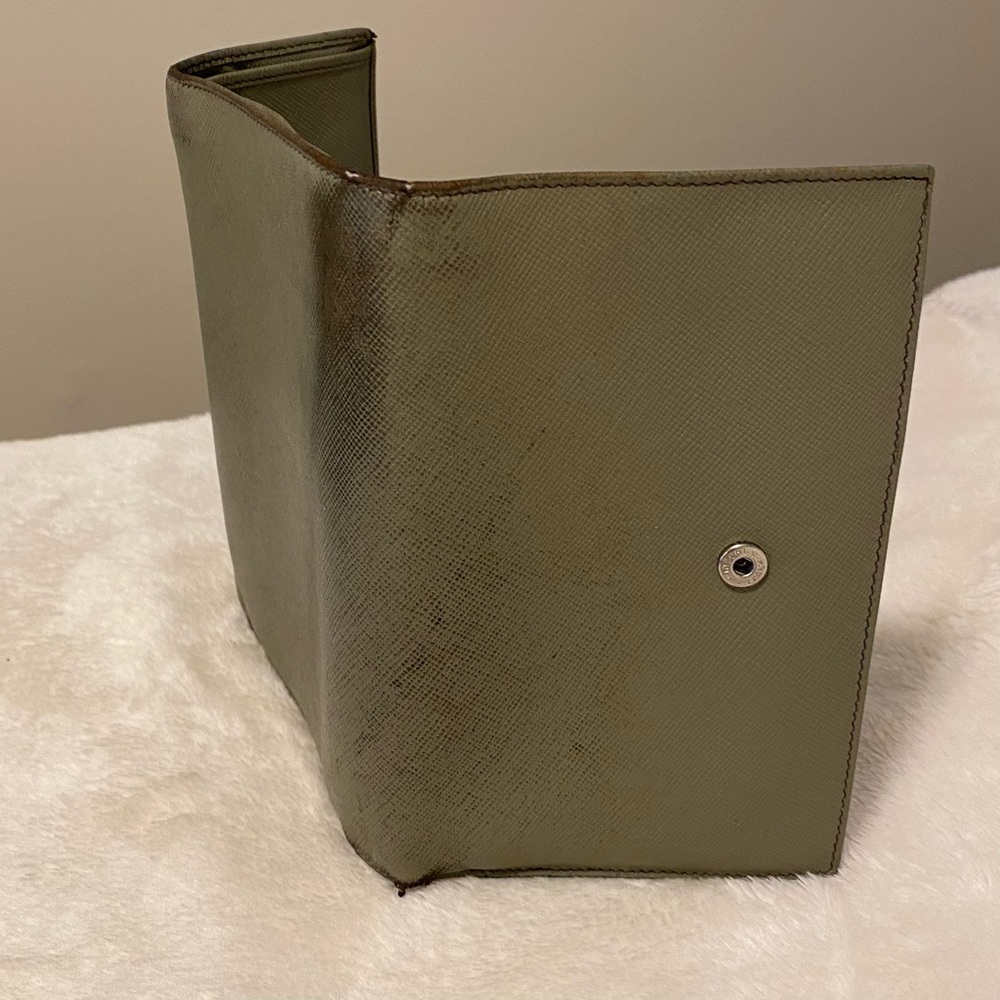 Prada Saffiano Leather Trifold Wallet - Sage - Picture 10 of 16